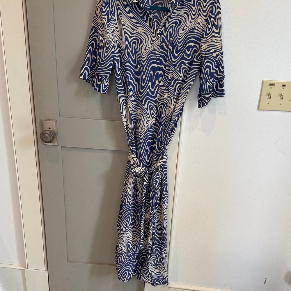 Zara Blue and White Patterned Dress